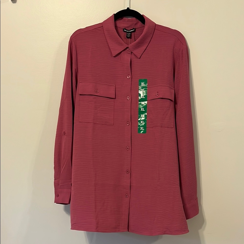 Pink Button-Up‎ Shirt